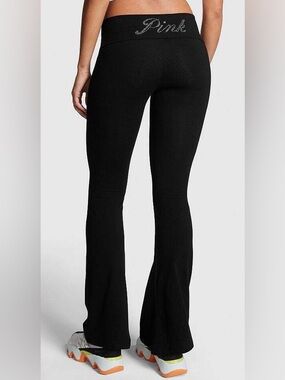 PINK Victoria's Secret Black Fold-Over Waist Pants